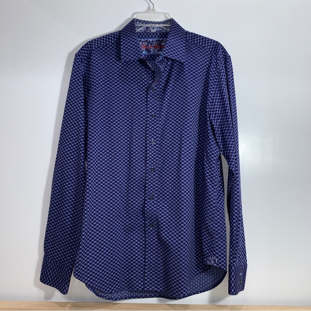 Robert Graham Button Down Long Sleeve Shirt Large Blue